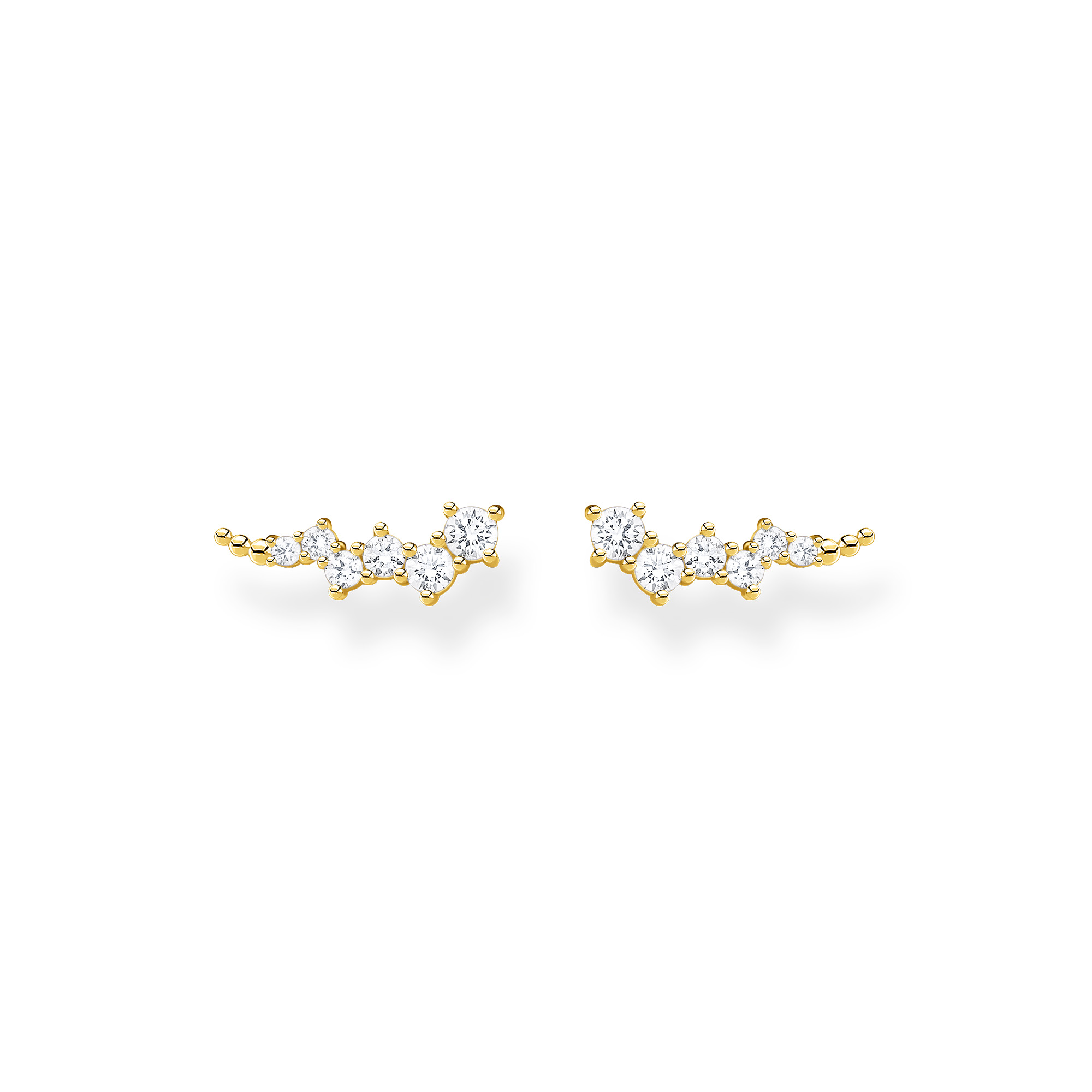 Boucles d'oreilles grimpante blanche pierres or, Thomas Sabo