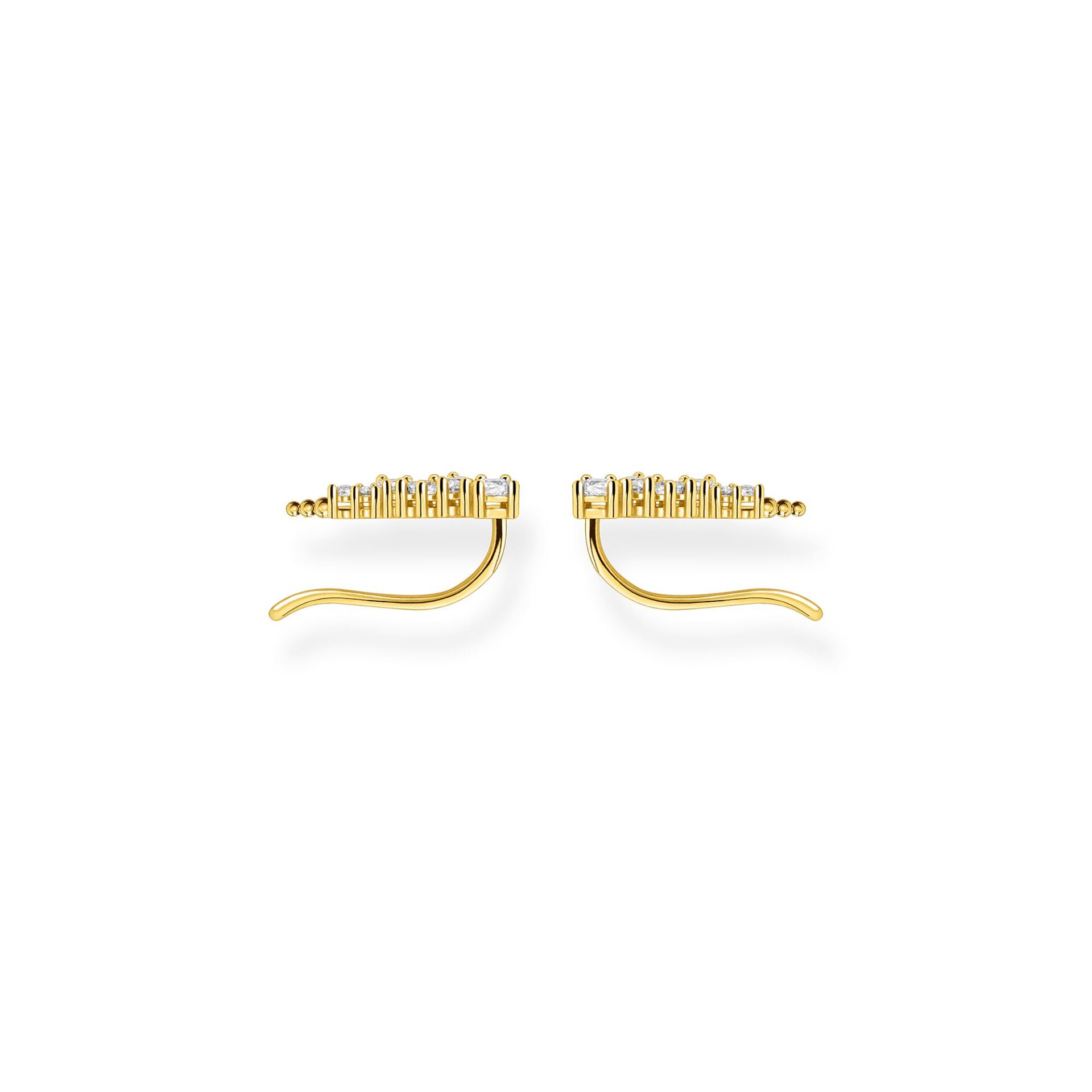 Boucles d'oreilles grimpante blanche pierres or, Thomas Sabo