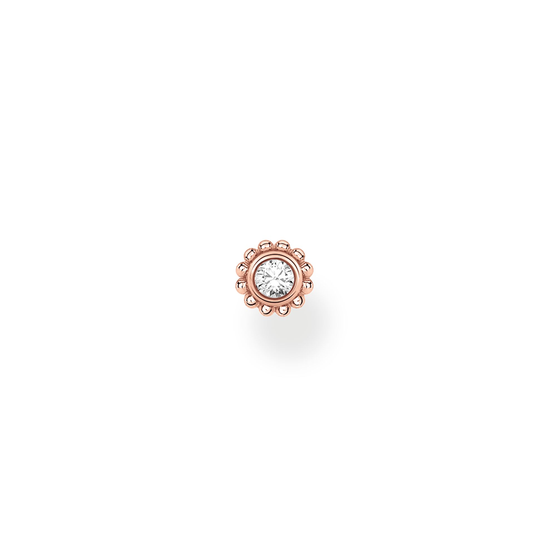 Clou d'oreille unique fleur pierre blanche et or rose, Thomas Sabo