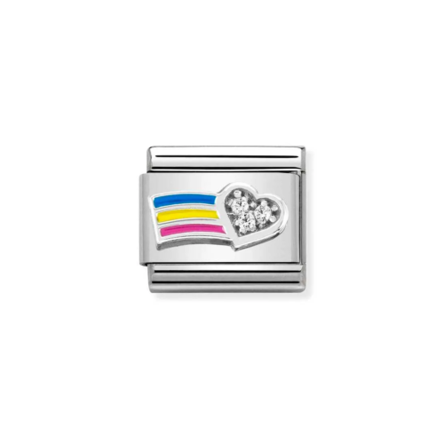 arc Maillon composable, cœur et arc-en-ciel multicolore, argent, Nomination